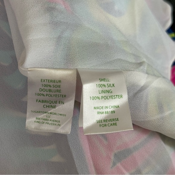 LILLY PULITZER Bailey Sea Blue Private Island Print Silk Dress - Picture 9 of 9